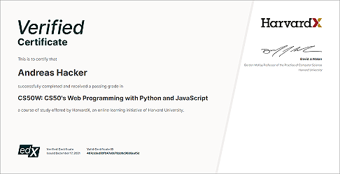 CS50W Verified Certificate